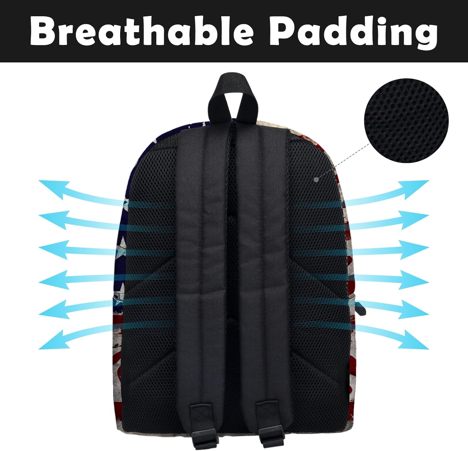 American Flag Baseball School Backpack for Boys Bookbag, 16 Inch USA Sports Theme Laptop Back Pack for School Travel Hiking Camping - Image 4