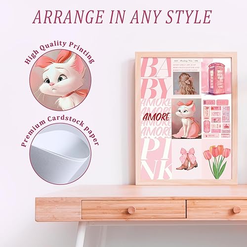Miniatura 4 de Uniro Estética de decoración de habitación de coqueta, 50 piezas de decoración de pared de coqueta rosa, pósteres de coqueta, decoración estética de