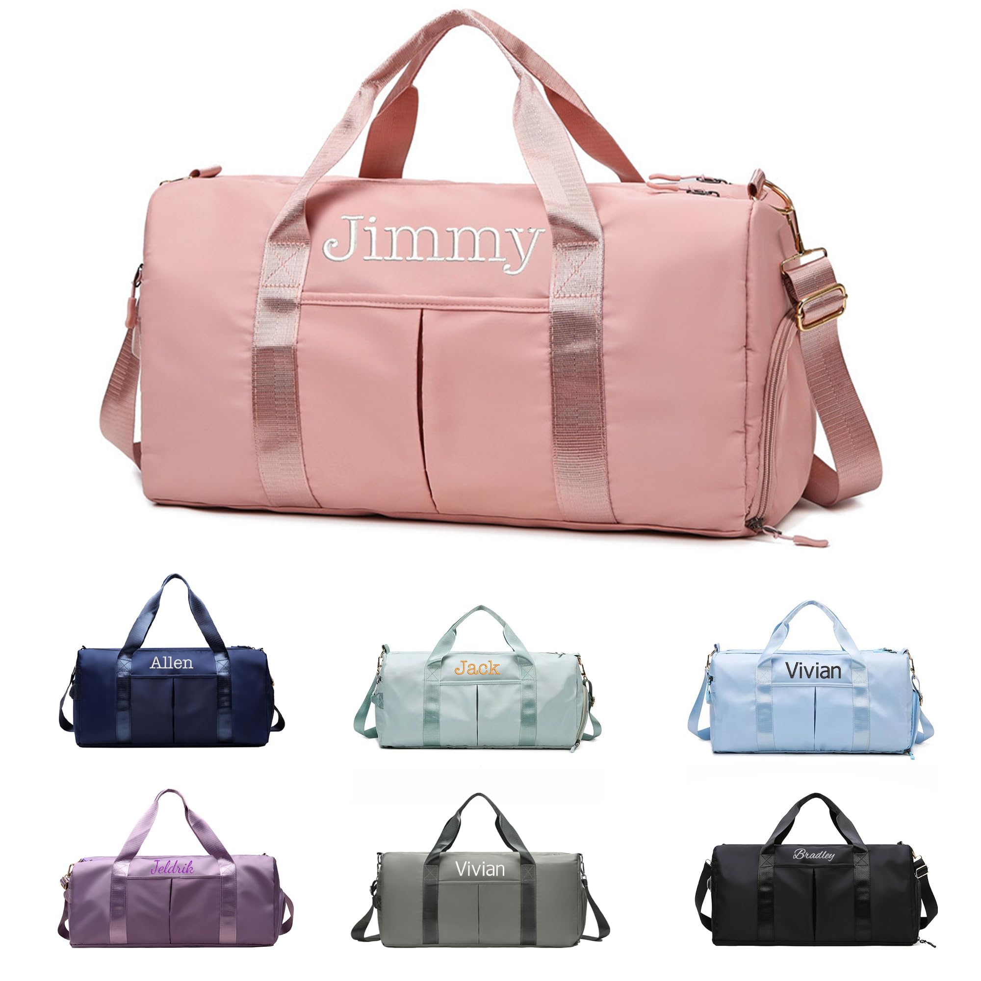 Personalized Duffel Bag, Embroidered Name,Custom Sport Gym Bags for Women/Men, Weekend Camp Bag With Wet Dry Pockets & Shoe, Overnight Bag for Women, Bridesmaid Gift,Cheerleading Dance Pack For Girls