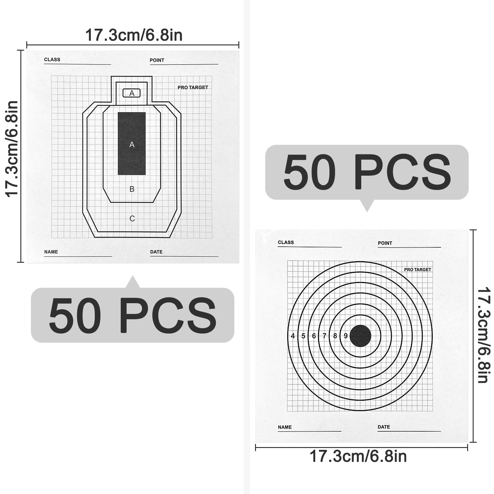 100 Pack Paper Targets Replaceable, BB Gun Shooting Practice Paper for Backyard, Indoor or Outdoor Range Targets
