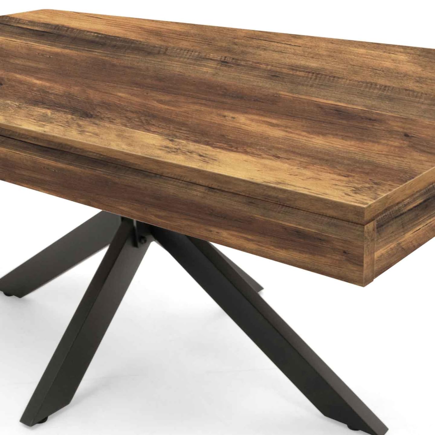 IDMarket - Mesa de centro rectangular Alix de 110 cm con pie de araña, madera oscura, color negro envejecido