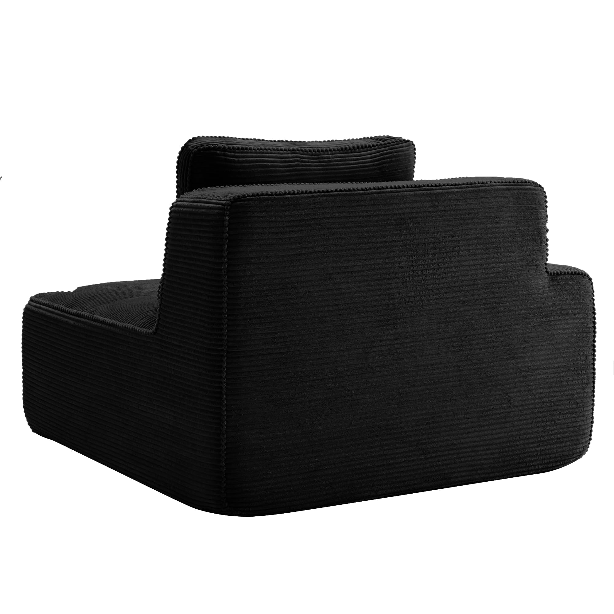 Schwarzes modulares Cord-Sofa – Wolken-Einzelsitz, 32D-Kaltschaumkissen, tiefer Sitz, rutschfeste Unterseite, Plüsch, Wohnzimmermöbel, gemütliches und stilvolles Design