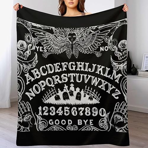 Ouija Board - Manta de franela suave, mullida y acogedora manta de lujo de microfibra negra para cama, sofá, silla, 50 x 60 pulgadas