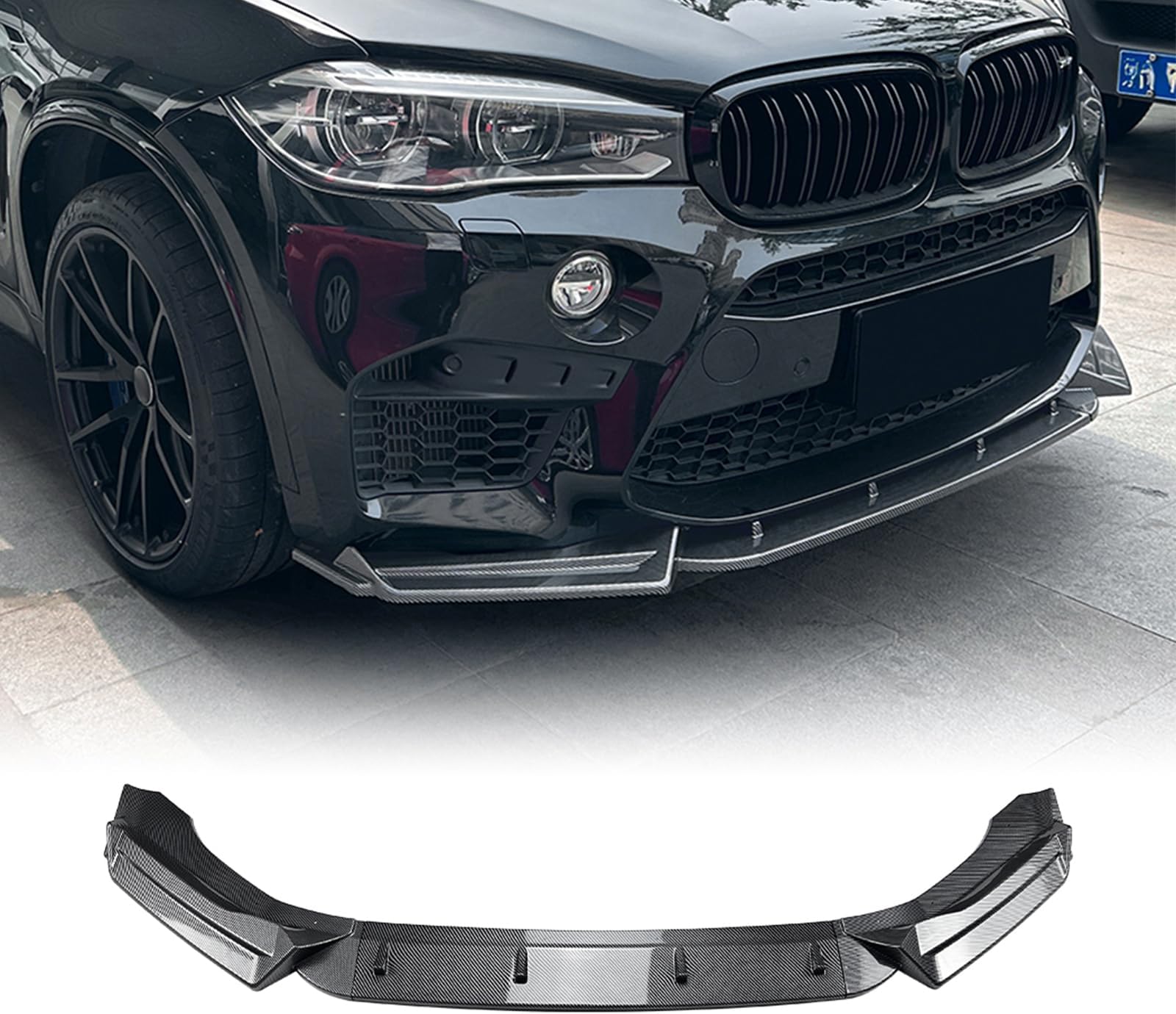 Front Bumper Spoiler Lip Splitter Kit for BMW X5M F85 X6M F86 2015-2018 Gloss Black/Carbon Fiber Look