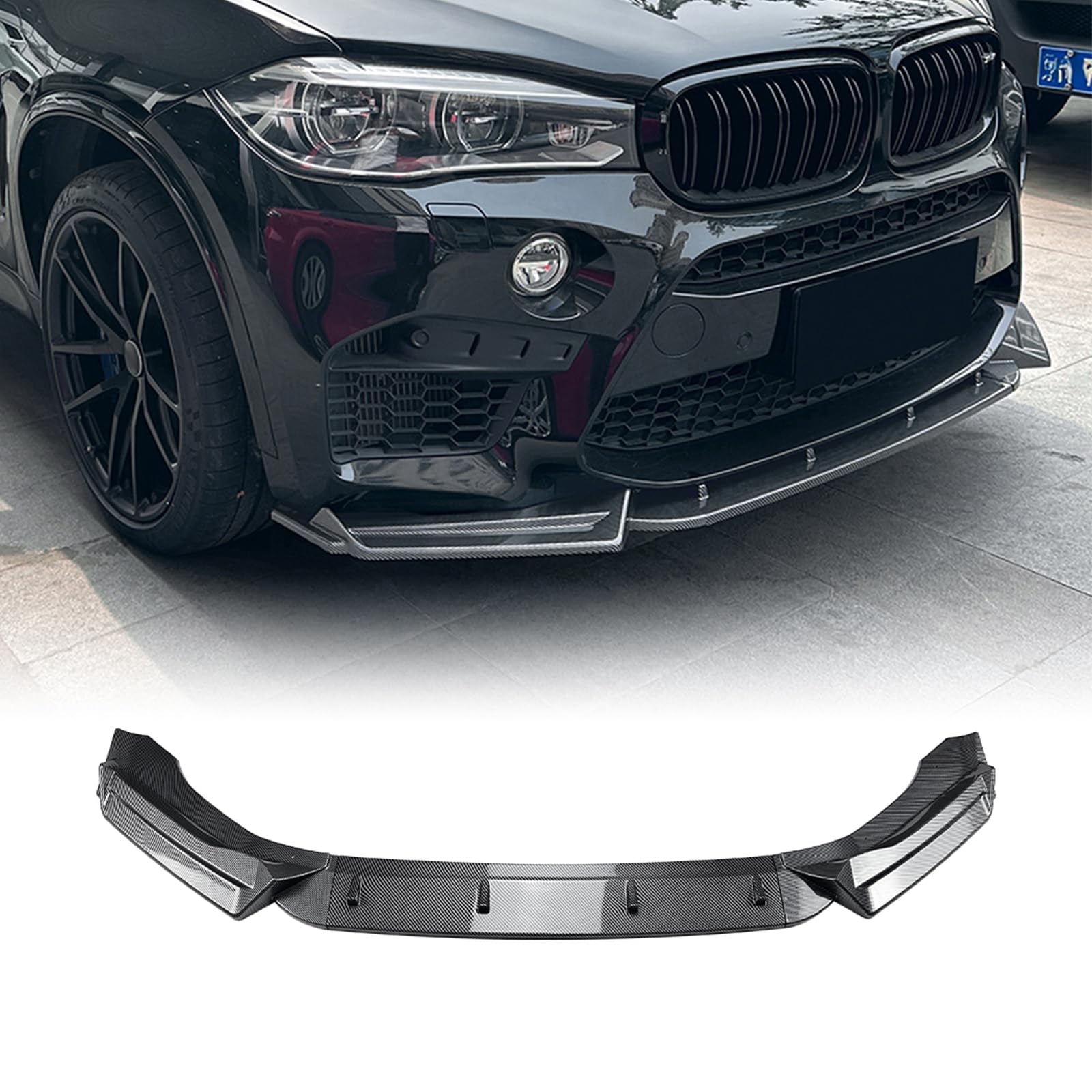 Front Bumper Spoiler Lip Splitter Kit for BMW X5M F85 X6M F86 2015-2018 Gloss Black/Carbon Fiber Look