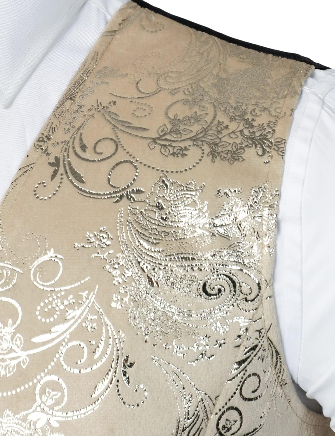 ZEROYAA Mens Hipster Metallic Paisley Printed Single Breasted V-Neck Suit Vest/Tuxedo Waistcoat - Image 4