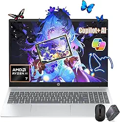HP Laptop com tela sensível ao toque de 16 polegadas, carregamento rápido | 2K (1920 x 1200) | AMD Ryzen AI 7 350 de próxima geração 2025 | Teclado retroiluminado | Wi-Fi 6 | W11 | Computadora