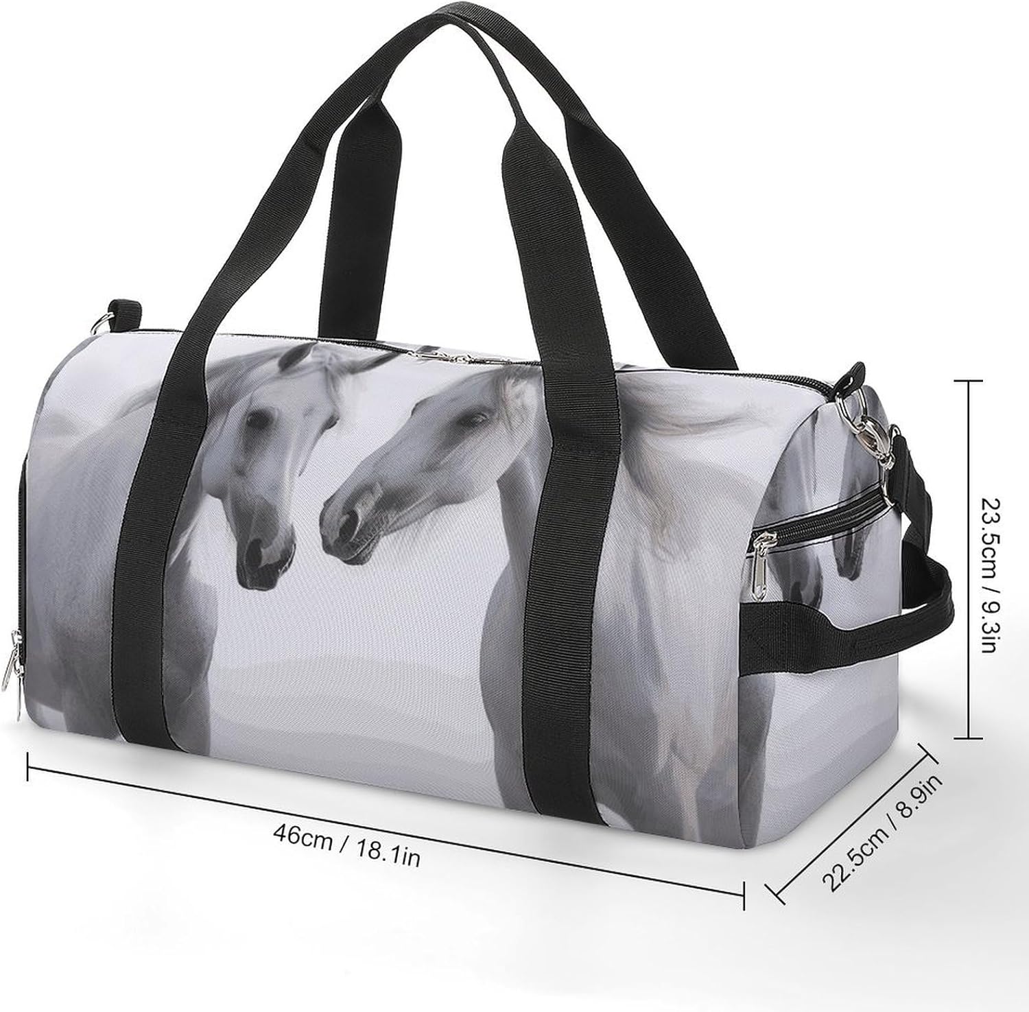 Gym Bag for Men Travel Duffle Bag White Horses Tote Bag Weekender Duffel Bag Weekender Bag for Sports