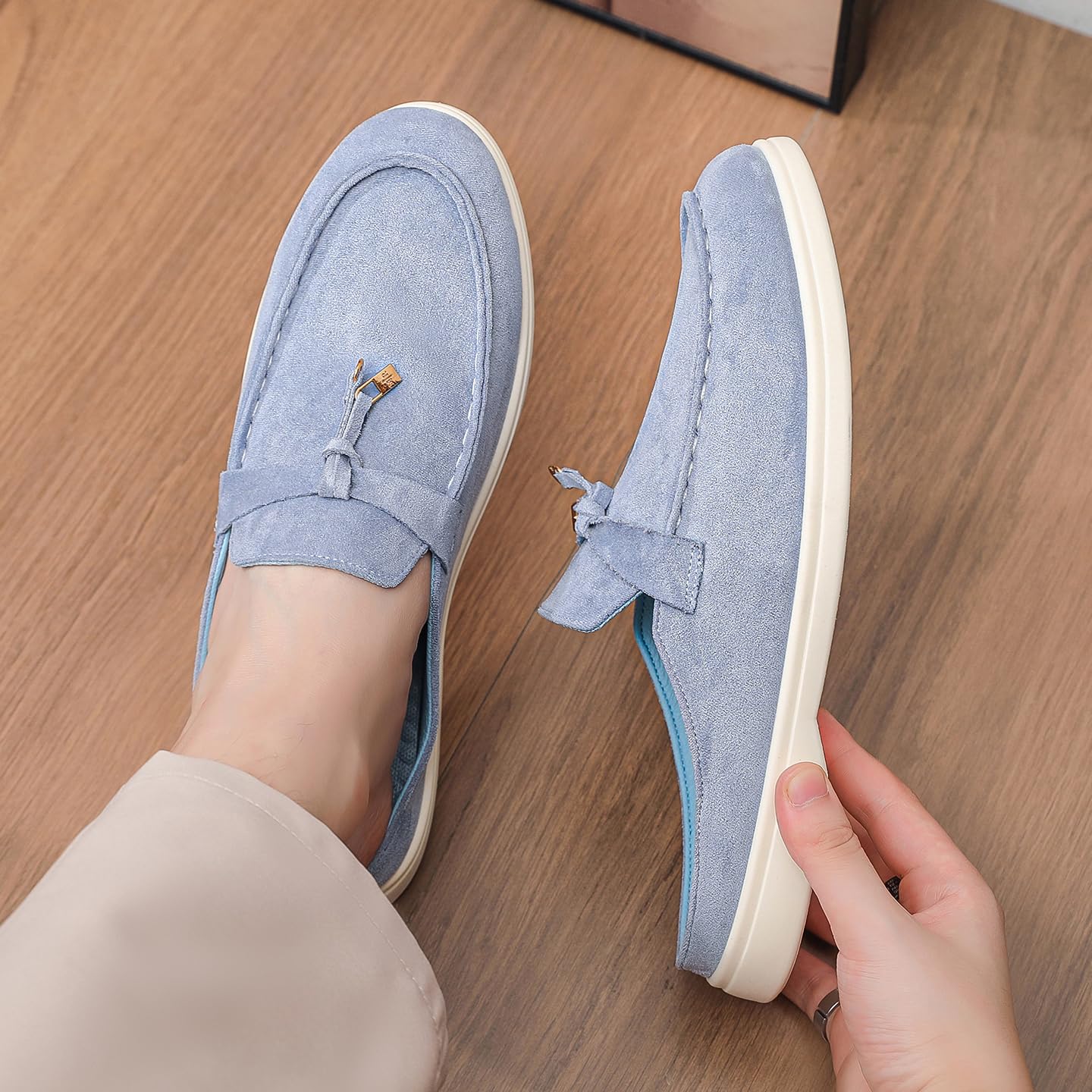 Mocassini Mules Senza Tallone Uomo Pelle Scamosciata Scarpe Slip On Leggere Casual per Uso Quotidiano