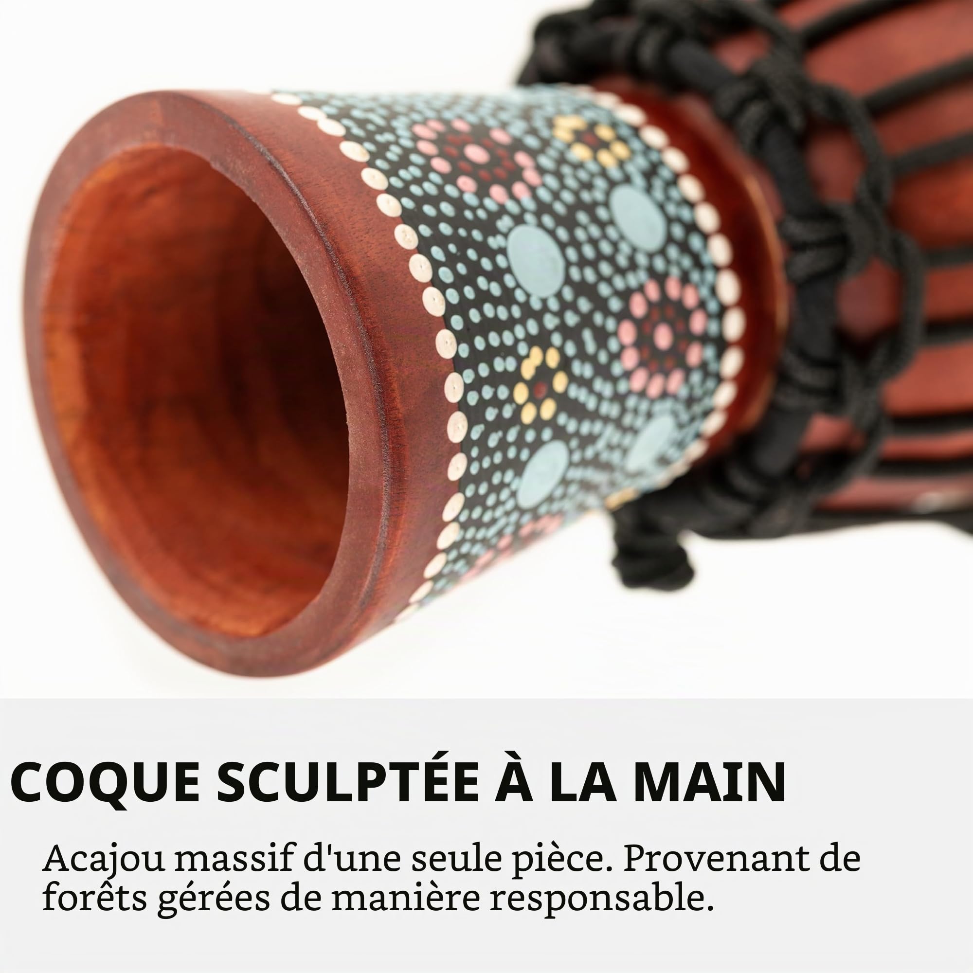 Meinl Percussion African Mini Djembe – Percussion à Main Extra Petite – Avec Peau de Chèvre – Diamètre 4,5 pouces – Acajou, Multicolore (HDJ8-XXS)