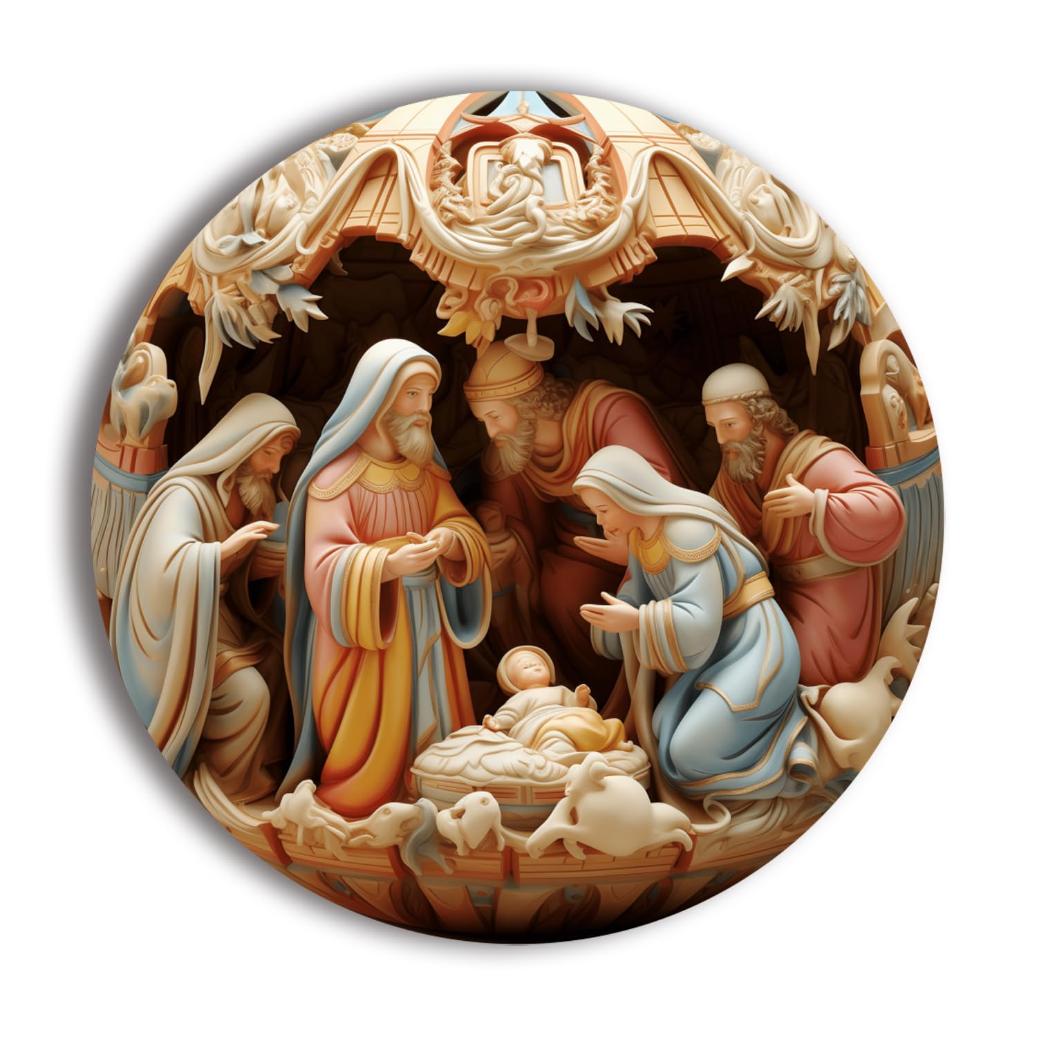 Christmas Fridge Magnet, 4-Inch Round Decorative Magnet for Holiday Celebration, Christmas Tree, Stocking Stuffers & Festive Decor (Magnet 01)