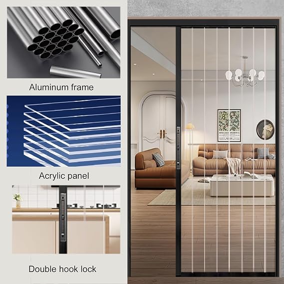 LVLDAWA Interior Accordion Door, Aluminum Frame Kitchen Sliding Door Kit With Trackless Interior Transparent Multifold Folding Doors For Closet Pantry(60X150CM)