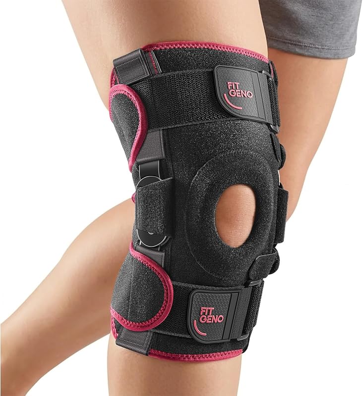 Rodillera con bisagras para mujeres alivio del dolor de rodilla (mediano) | rodillera con estabilizadores laterales; Compresión para desgarro de menisco, artritis, recuperación de lesiones, correr, deportes