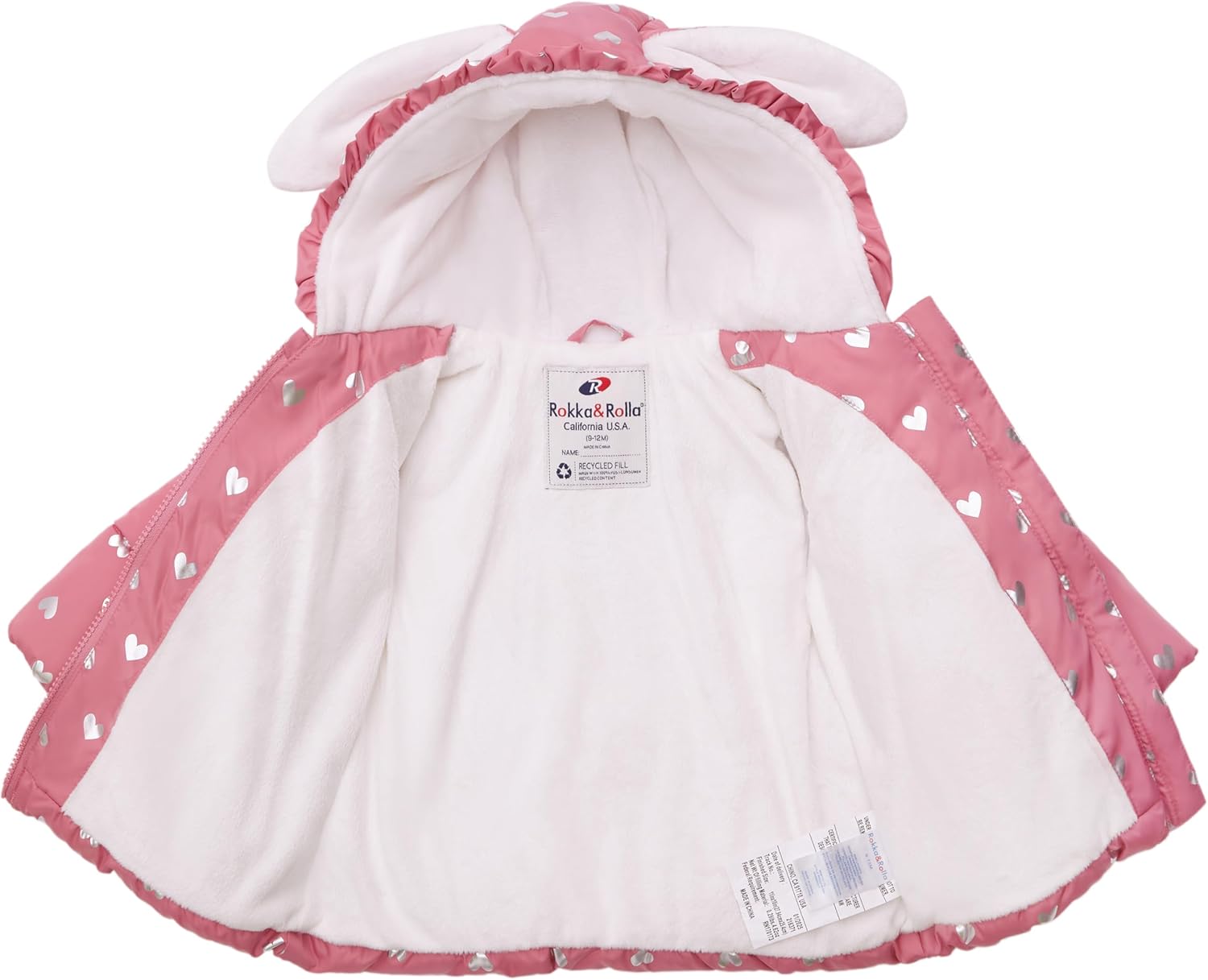 Rokka&Rolla Baby Girls' Water-Resistant Soft Mini Fur Lined Puffer Jacket Winter Coat for Newborn Infant Toddler