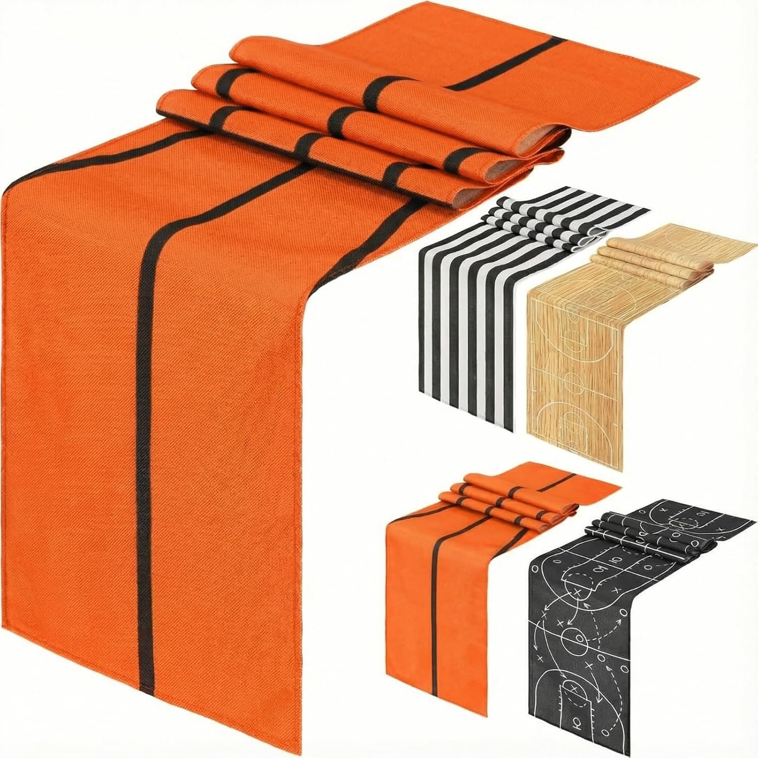 Gilprop 4 Pcs Basketball Table Runner Basketball Birthday Party Decoration 72 x 13 Inch March Party Decoration Sports Ball Tablecloth Decor for Dining Room Home Kitchen Table Decor