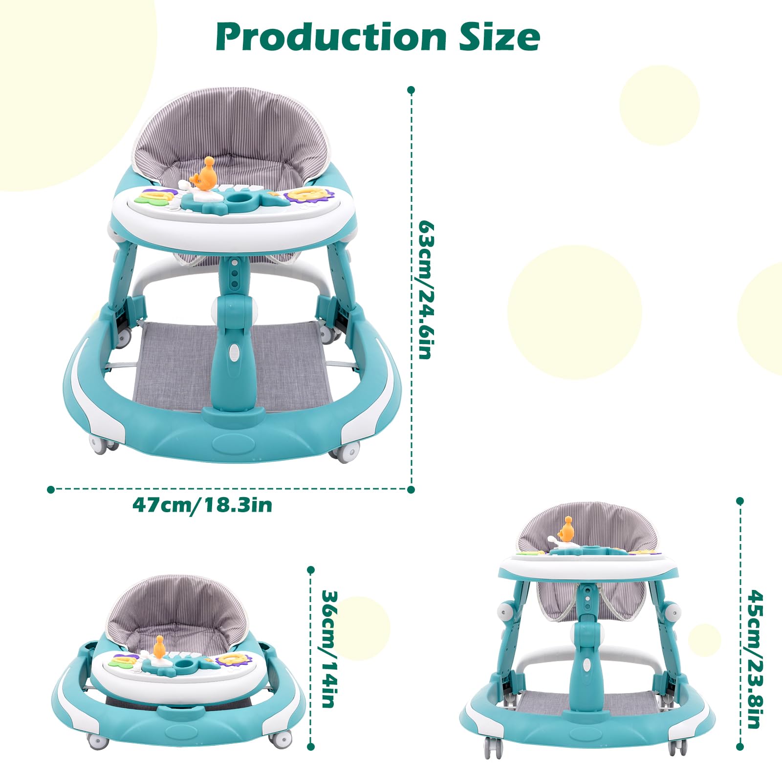 Baby Lauflernhilfe,3-in-1 Lauflernwagen vom Sitzen zum Stehen, Gehhilfe mit Esstablett und Spielcenter für Babys Jungen Mädchen ab 6 9 18 Monate (Hellgrün)
