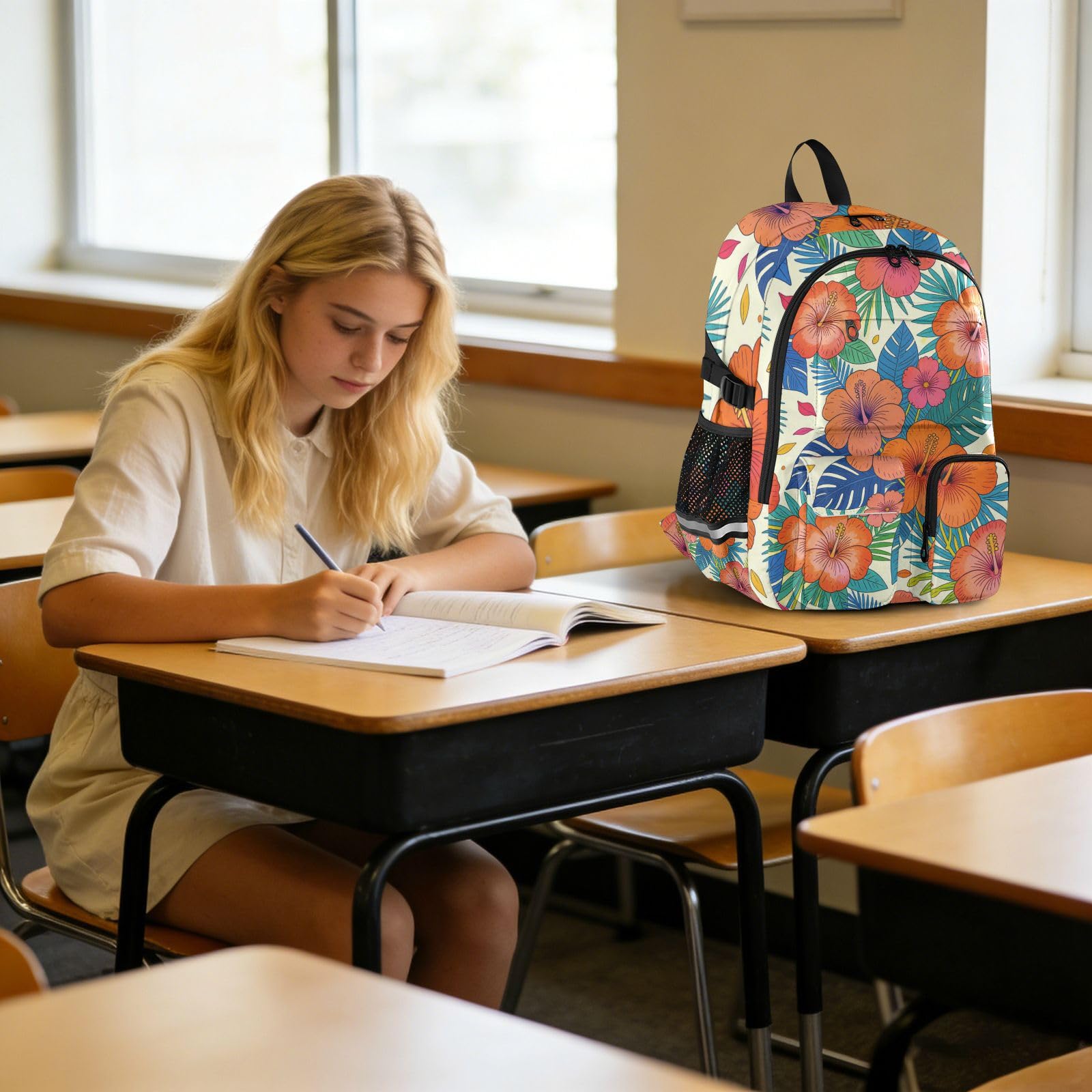Podróżne plecaki na laptopa dla kobiet lato tropikalny kwiat liść torba do pracy na uczelni 44.5 cm plecaki studenckie dla dorosłych biznesowy plecak