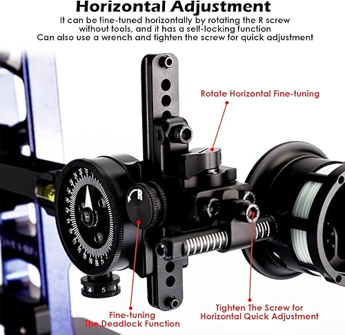 Miniatura 3 de Rehomy Vista de tiro con arco compuesto 2 punto de objetivo en 1 pin vista de arco aleación de aluminio accesorios de tiro con arco