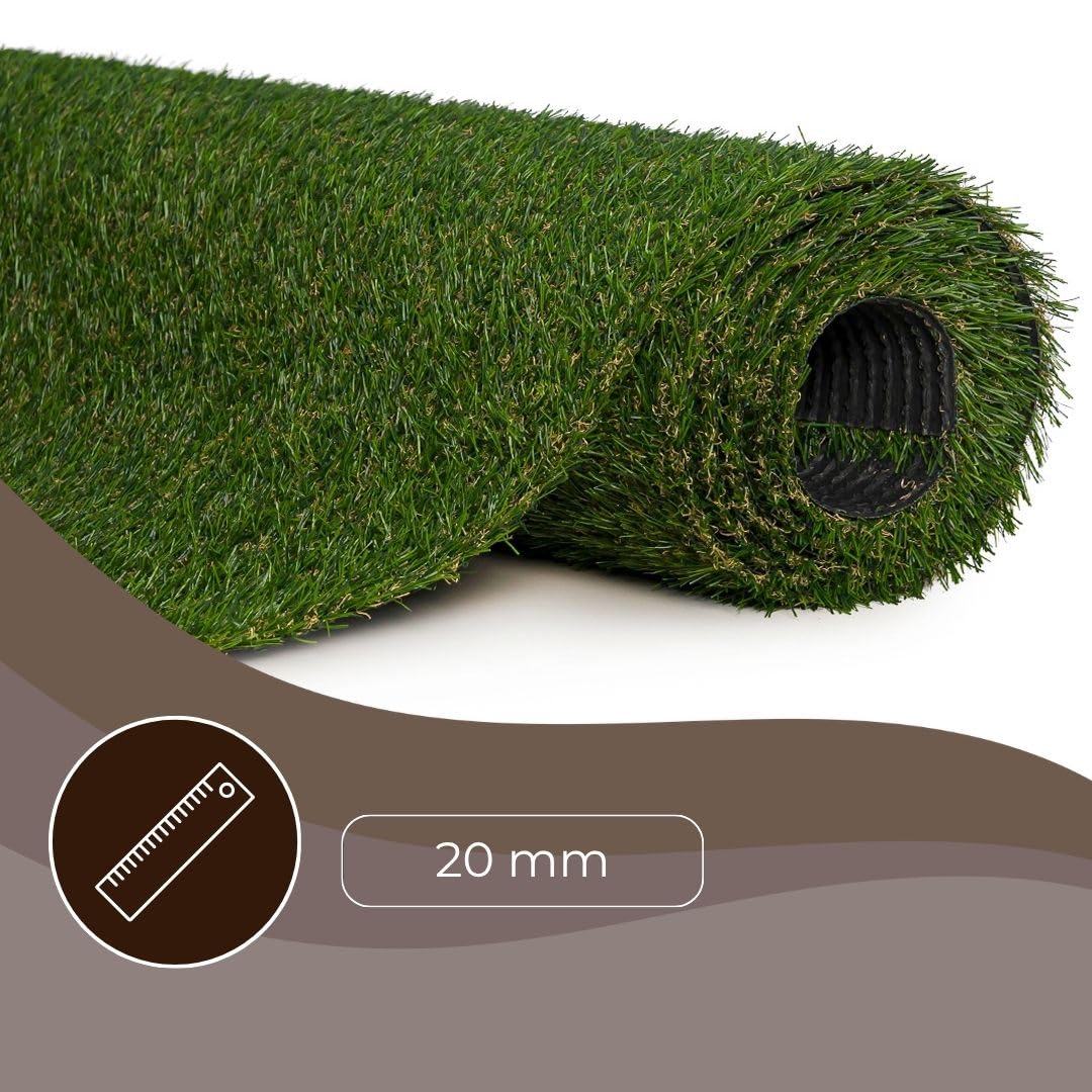 Mazovia Césped Artificial Verde Resistente A La Intemperie Para Balcón Jardín Terraza Impermeable, Fácil De Limpiar Y Robusto, Vendido Por Metro Altura: 20mm 100 x 400 cm 1x4 m