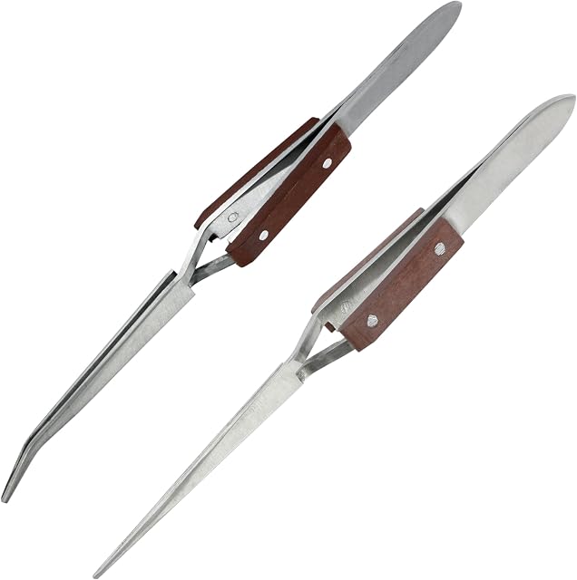 Modelcraft PTW1127/8 Straight Tips and Curved Reverse Action Tweezers - Multi-Colour (2-Piece)