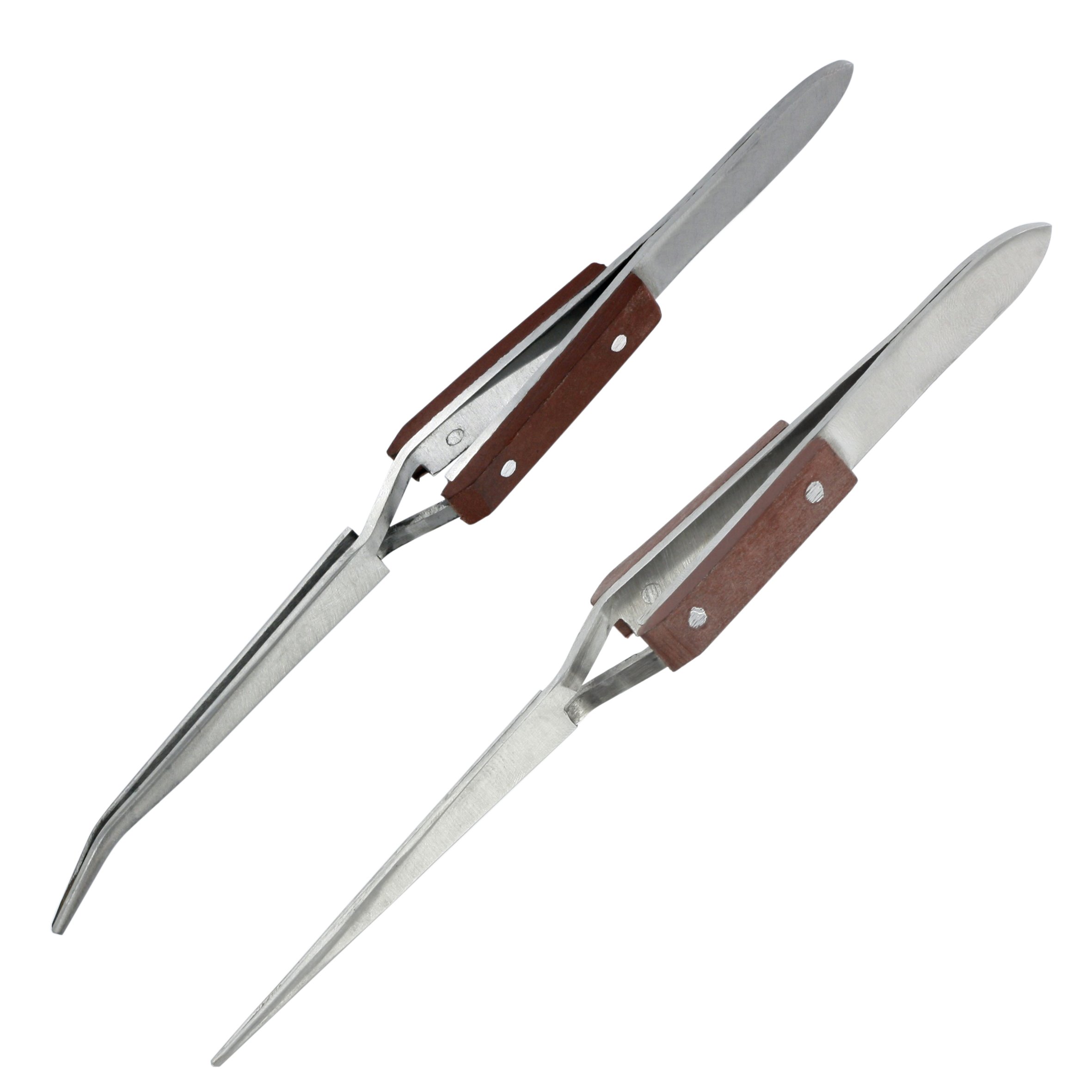 Modelcraft Multi-Coloured Ptw1127/8 Straight Tips And Curved Reverse Action Tweezers - Multi-Colour (2-Piece)