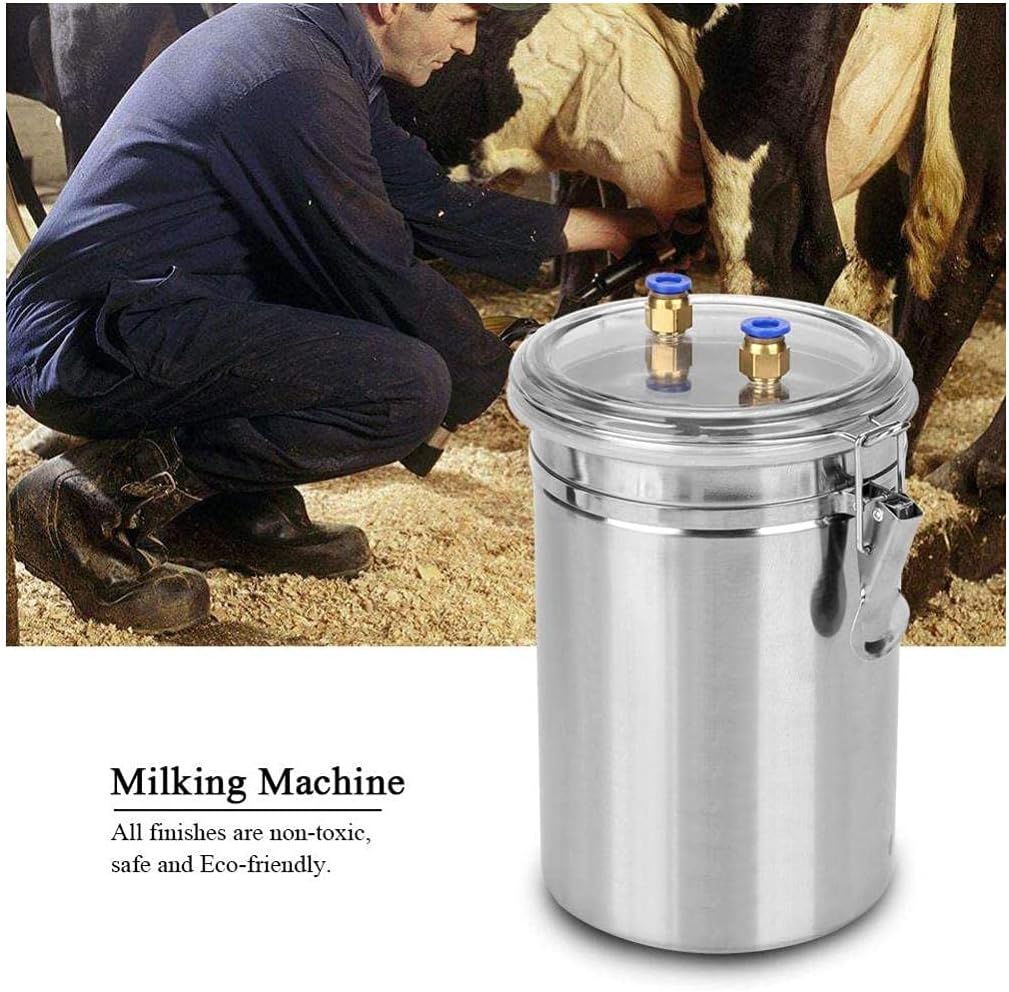 Electric Milking Machine,2L Stainless Steel Portable Impulse Sheep Goat Milking Device Machine Vacuum Pump Bucket Milker for Farm Household Milk (Sheep/Goat)(goat)