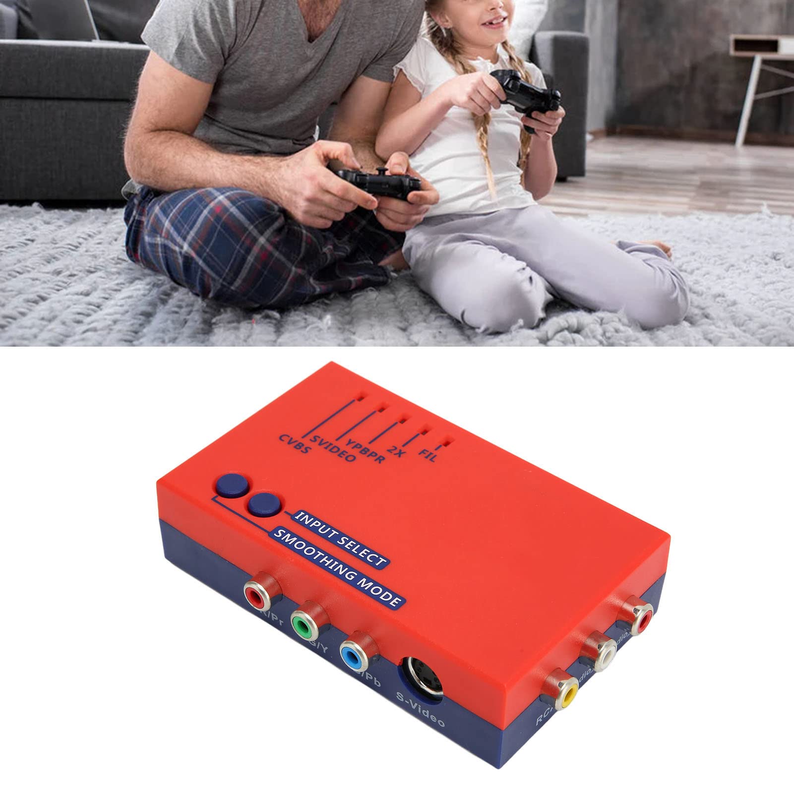 Retroscaler2x AV a HDMI Converter - Moltiplicatore di Linea di Latenza Zero, Supporta NTSC e Pal, 240p/480i/288p/576i a 480p/576p Upscaler per Console di Gioco retrò (Rosso)