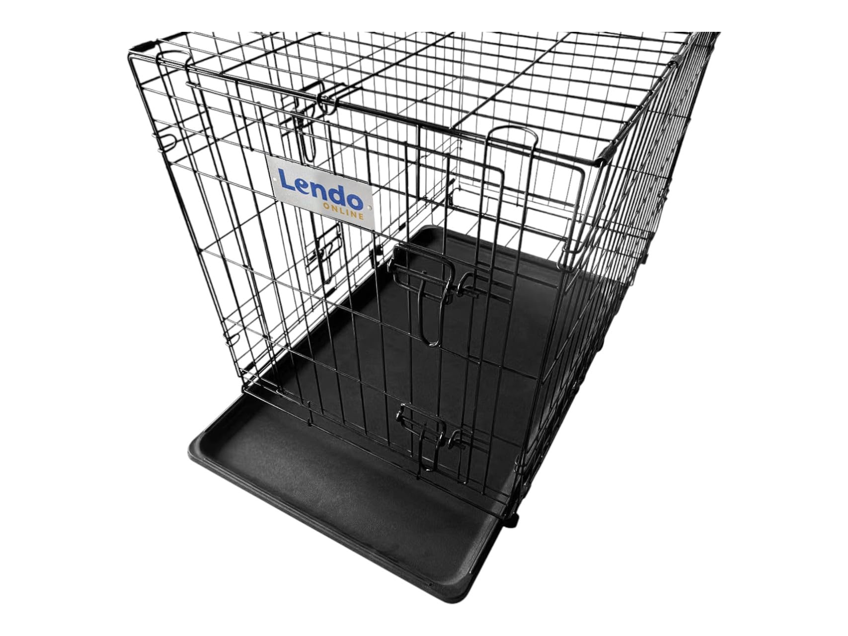 Hundekäfig klappbar - Hundetransportkäfig - Hundebox mit 2 Türen - Transportkäfig - Auto, Tiertransportbox aus Stahl - Hundetransportbox mit Bodenschale -Schwarz (76x47x55cm)