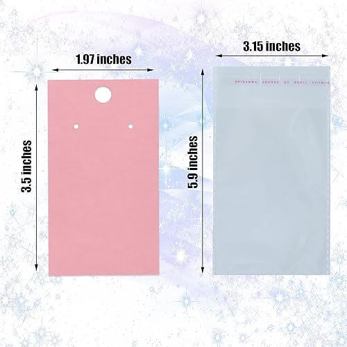 Miniatura 7 de Twavang Juego de portatarjetas para aretes, 100 tarjetas de exhibición de aretes de papel kraft, 100 pares transparentes de aretes con 100 bolsas