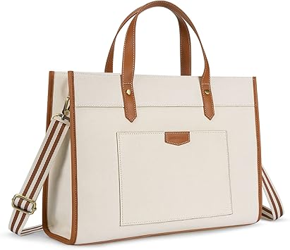 Missnine Laptop Tote Bag Canvas Laptop Bag 15.6 inch Work Shoulder Bags Casual Briefcase Handbag for Travel, Office, College