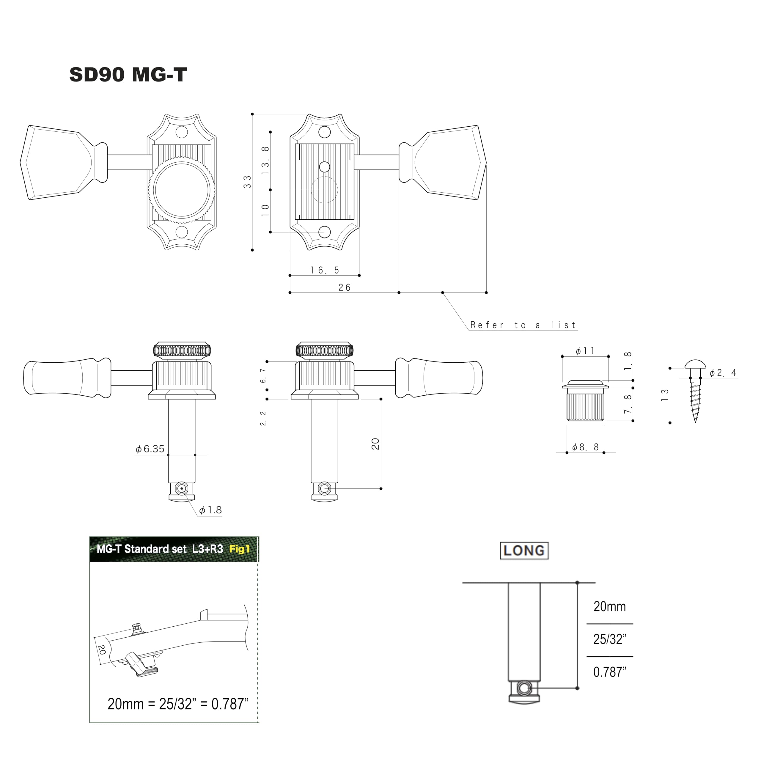 Amazon.com: Gotoh SD90-MGT 3x3 Locking Tuning Keys with Lock Knob