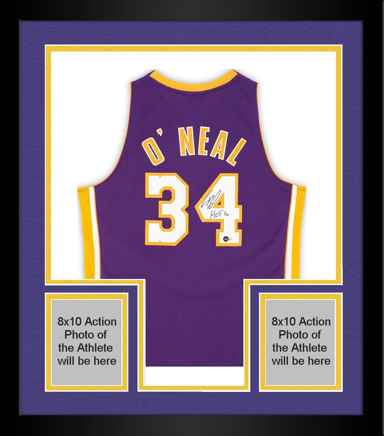 Framed Shaquille O'Neal Los Angeles Lakers Autographed Mitchell & Ness 1999-00 Swingman Jersey with "HOF 16" Inscription - Autographed NBA Jerseys