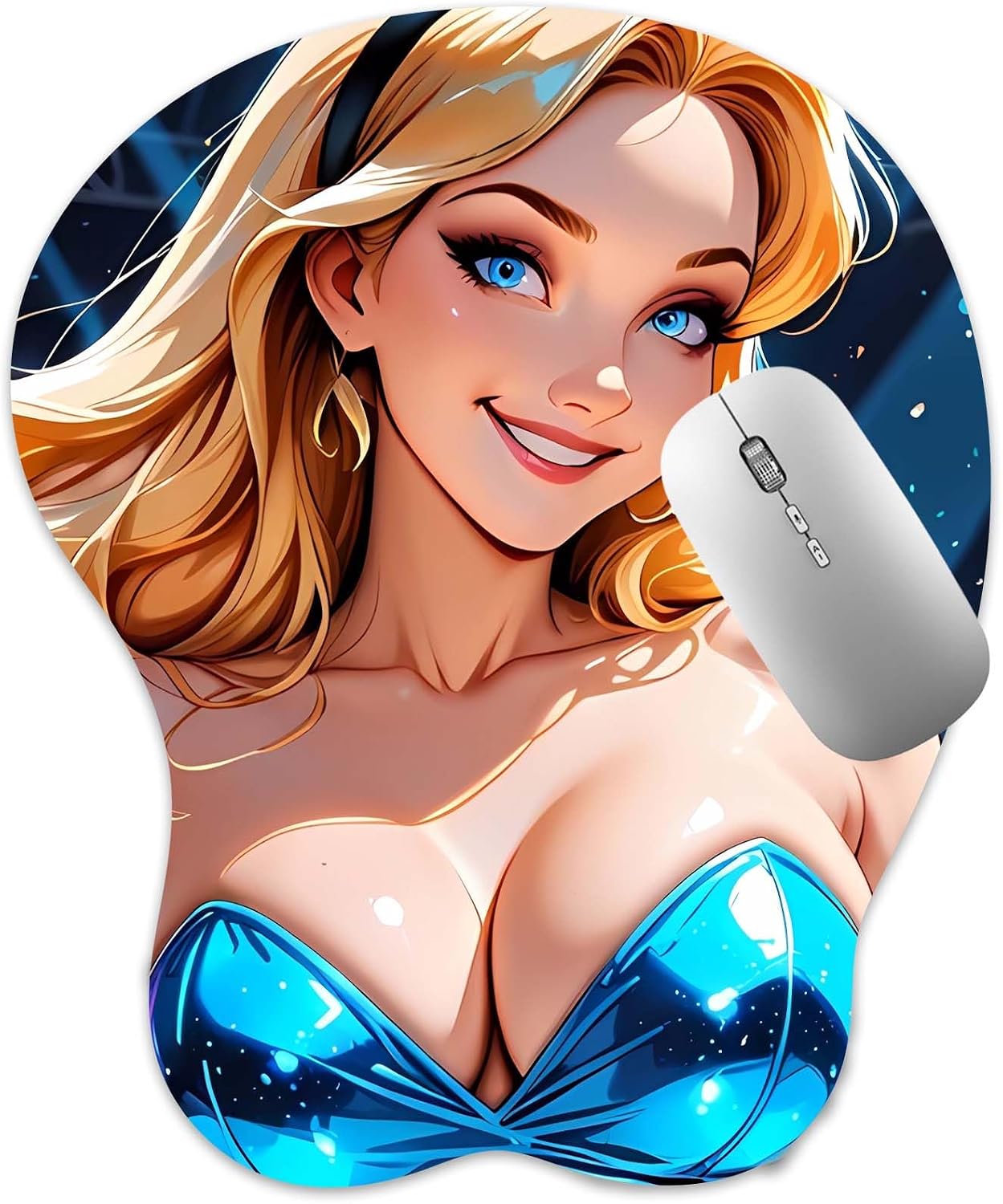 3D Mouse Pad, Oppai Mousepad with Soft Gel Wrist Rest Anime Manga Gaming Boob pad Anti-Slip Mouse Mat, ALIC