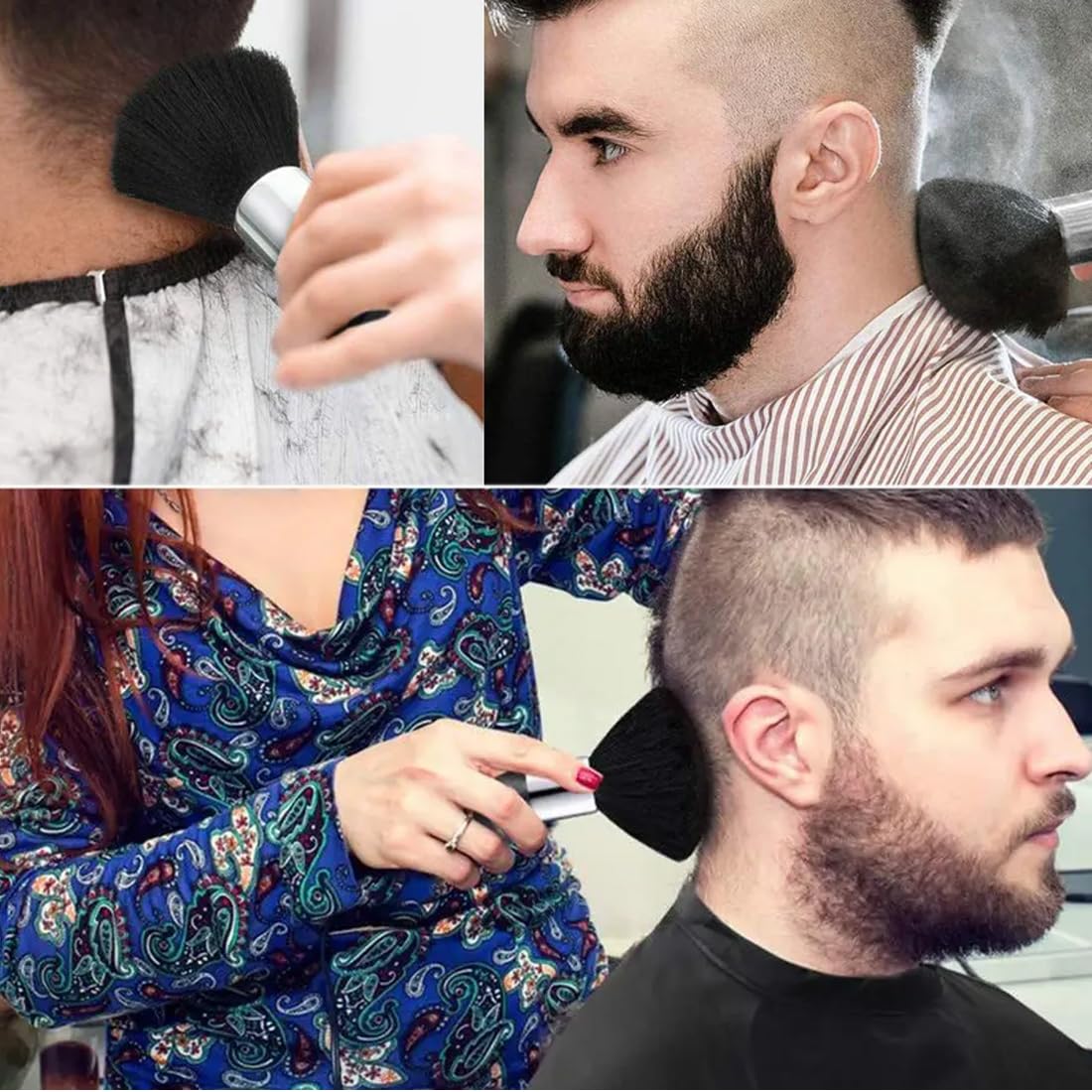 2 pezzi Barbiere Collo Spazzola, Pennello da Parrucchiere per Salone per il barbiere, per la pulizia dei capelli, per la rimozione della polvere, colore(Nero)