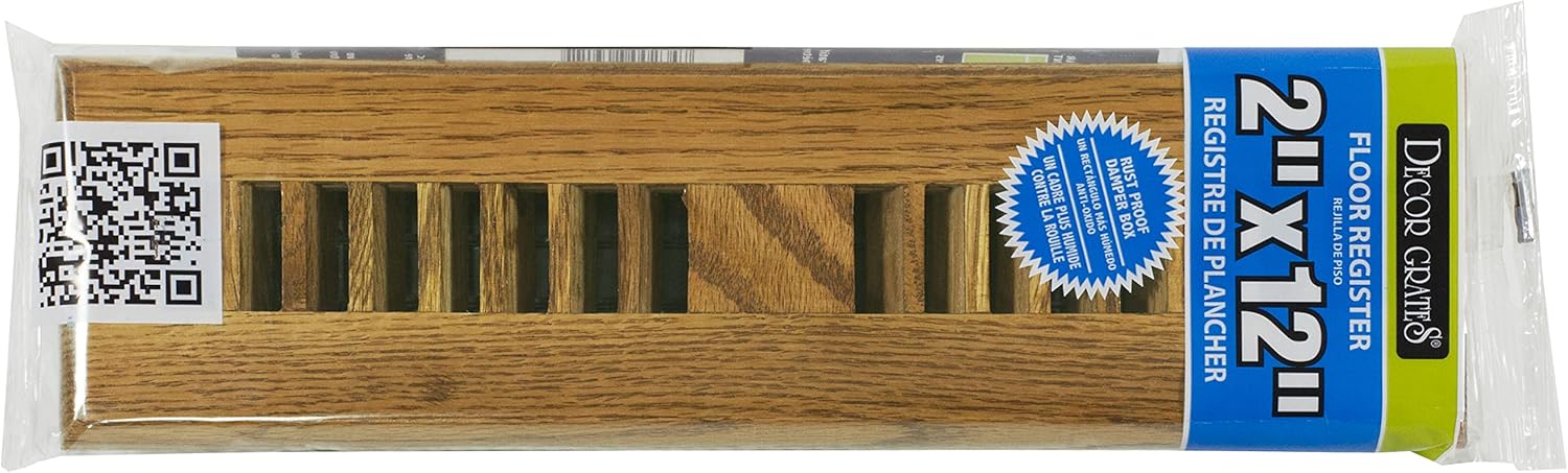 Medium Oak 2x12 Solid Wood Floor Register