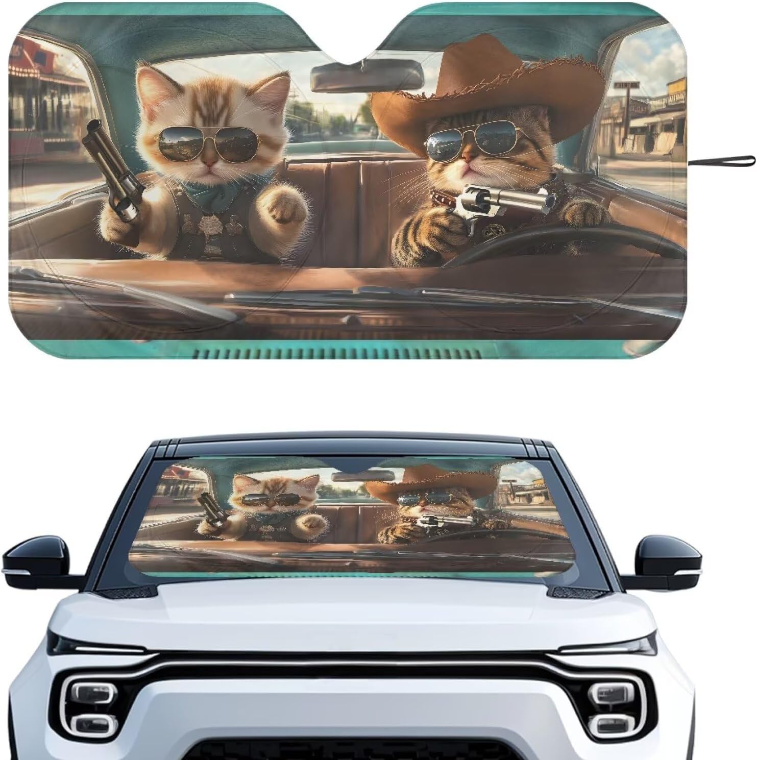 Fashion Cat Car Windshield Sun Shade Foldable Automotive Interior Accessories for Protection Auto Sun Heat and UV Rays Blocker Fit Car Front Window for Trucks SUV Van