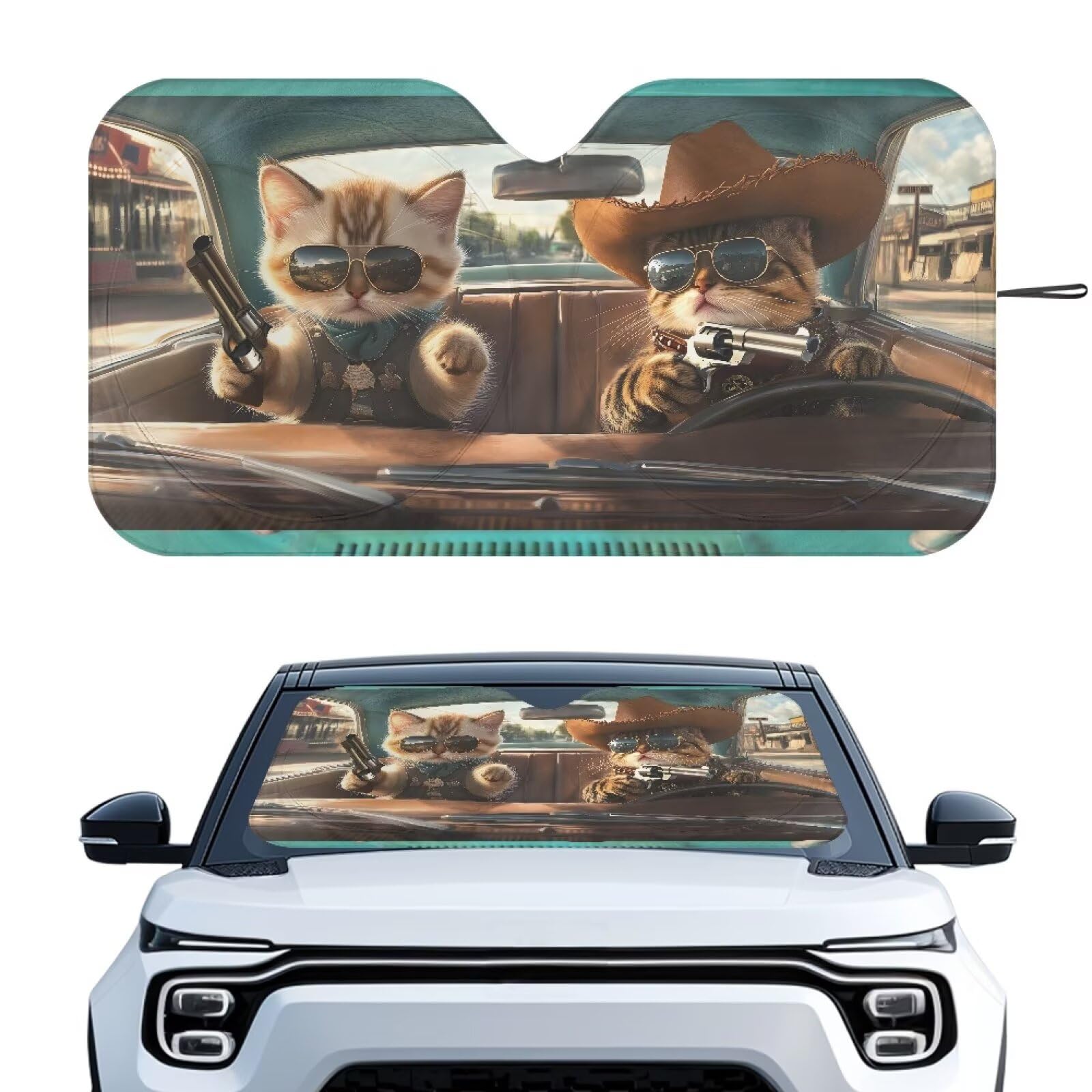 Fashion Cat Car Windshield Sun Shade Foldable Automotive Interior Accessories for Protection Auto Sun Heat and UV Rays Blocker Fit Car Front Window for Trucks SUV Van