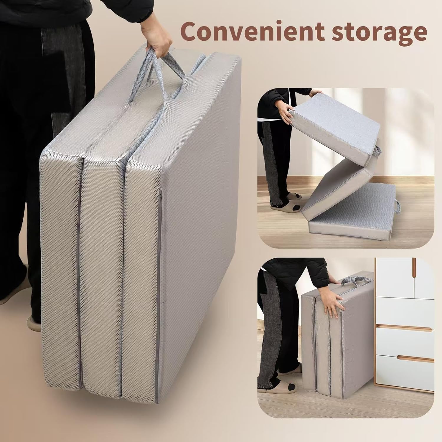 Gwydre Tri-fold Memory Foam Mattress, Mattress Portable Floor Bed with Washable Cover, Collapsible for Travel & Camping & Yoga (190x135x15) image 3