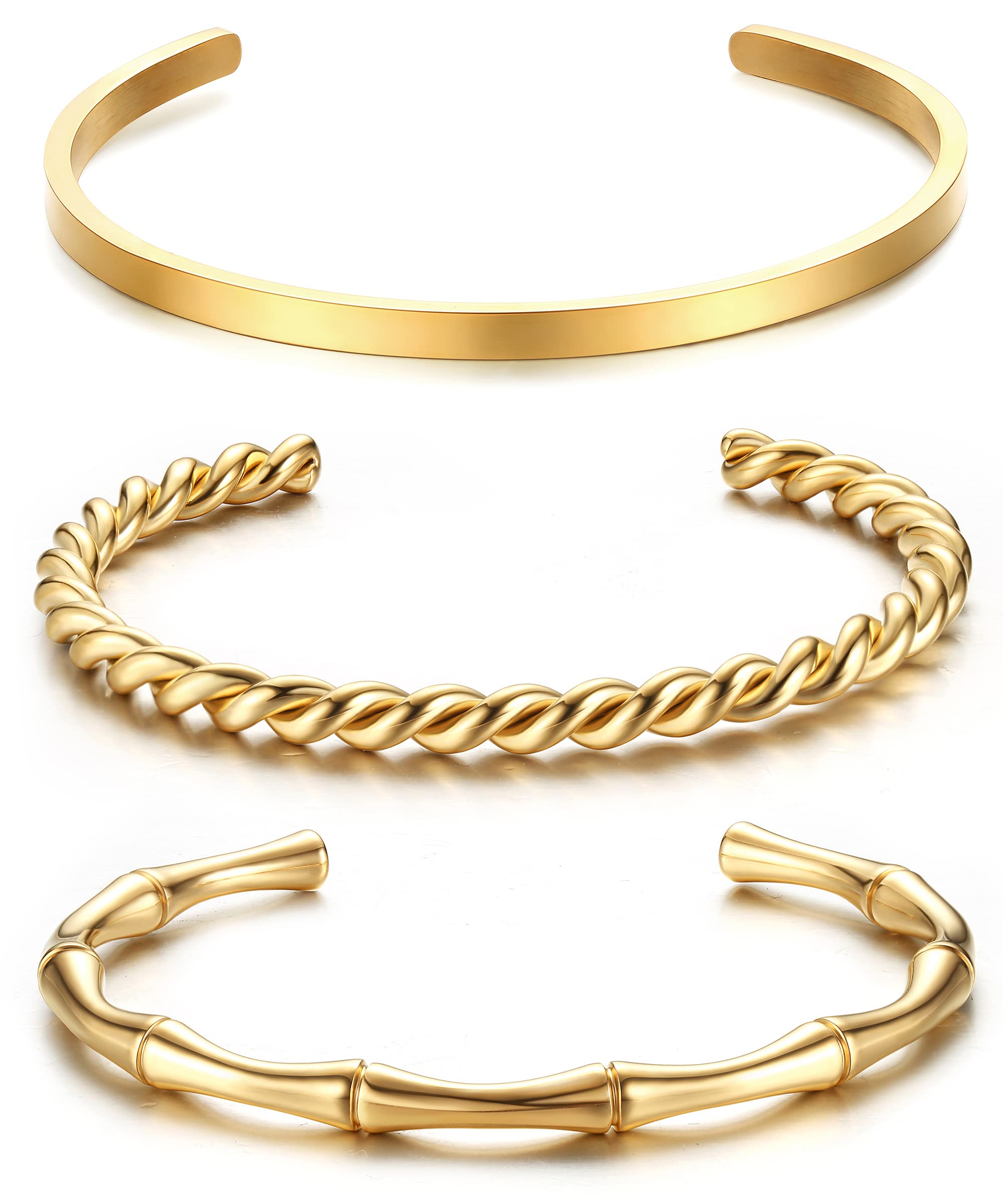 JeweBella Edelstahl-Armreif-Set Für Damen – 5 Stück, 3 Mm Breit, Silber/gold, Stapelbar, Umfang 7,8/8,5 Zoll