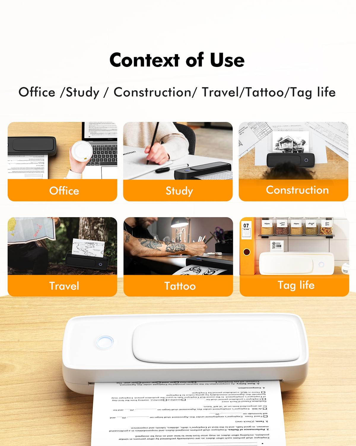 Bisofice A81 Mobiler Drucker A4 Bluetooth Thermodrucker A4 Drucker Klein Kompakt Portable Printer Unterstützen Thermopapier A4, Kompatibel mit Android iOS Mac