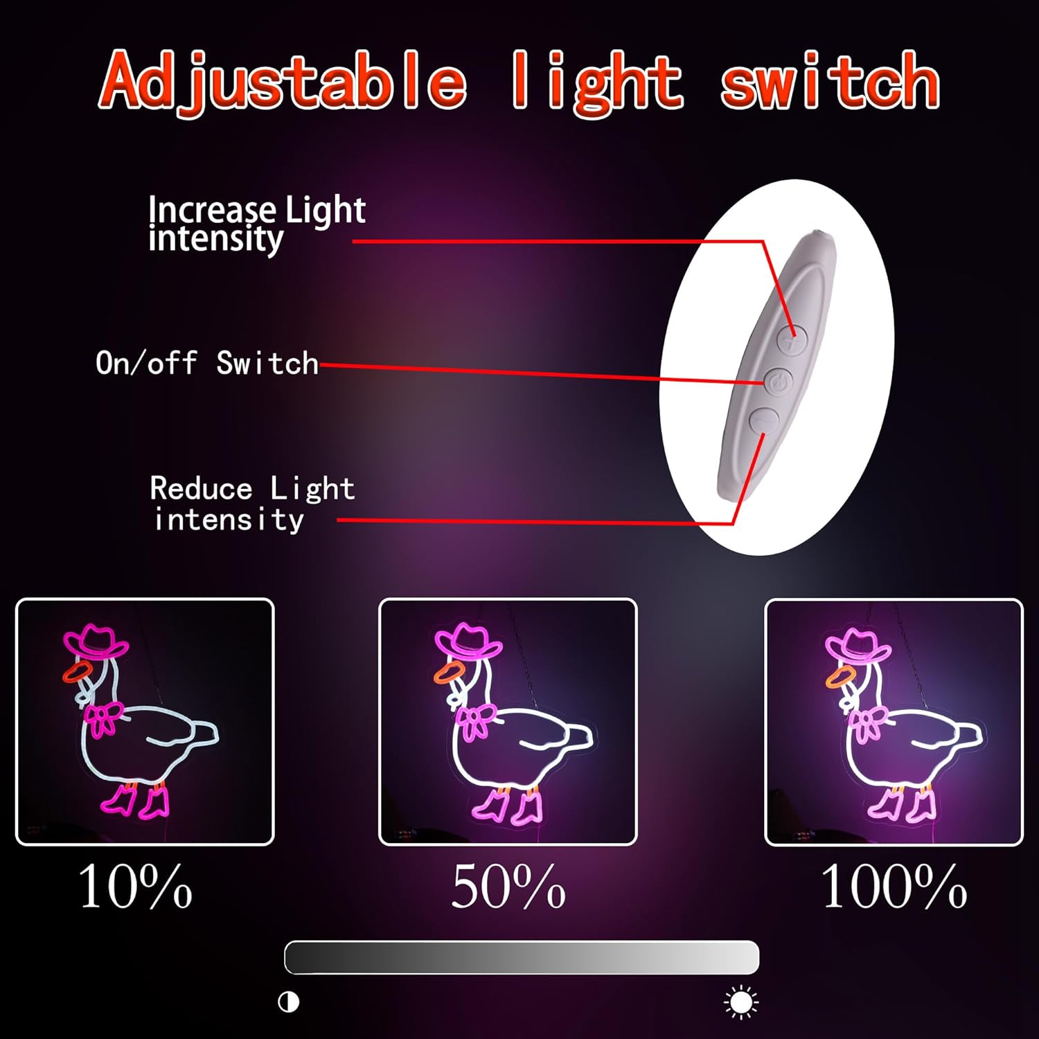 Pink Cowboy Goose Neon Sign, Funny Duck LED Light Up Sign, Western Cowgirl Boots Dimmable USB-Powered Neon Sign for Bedroom, Birthday Gift, Party, Bar, Game Room, Home, Café, and Wall Décor