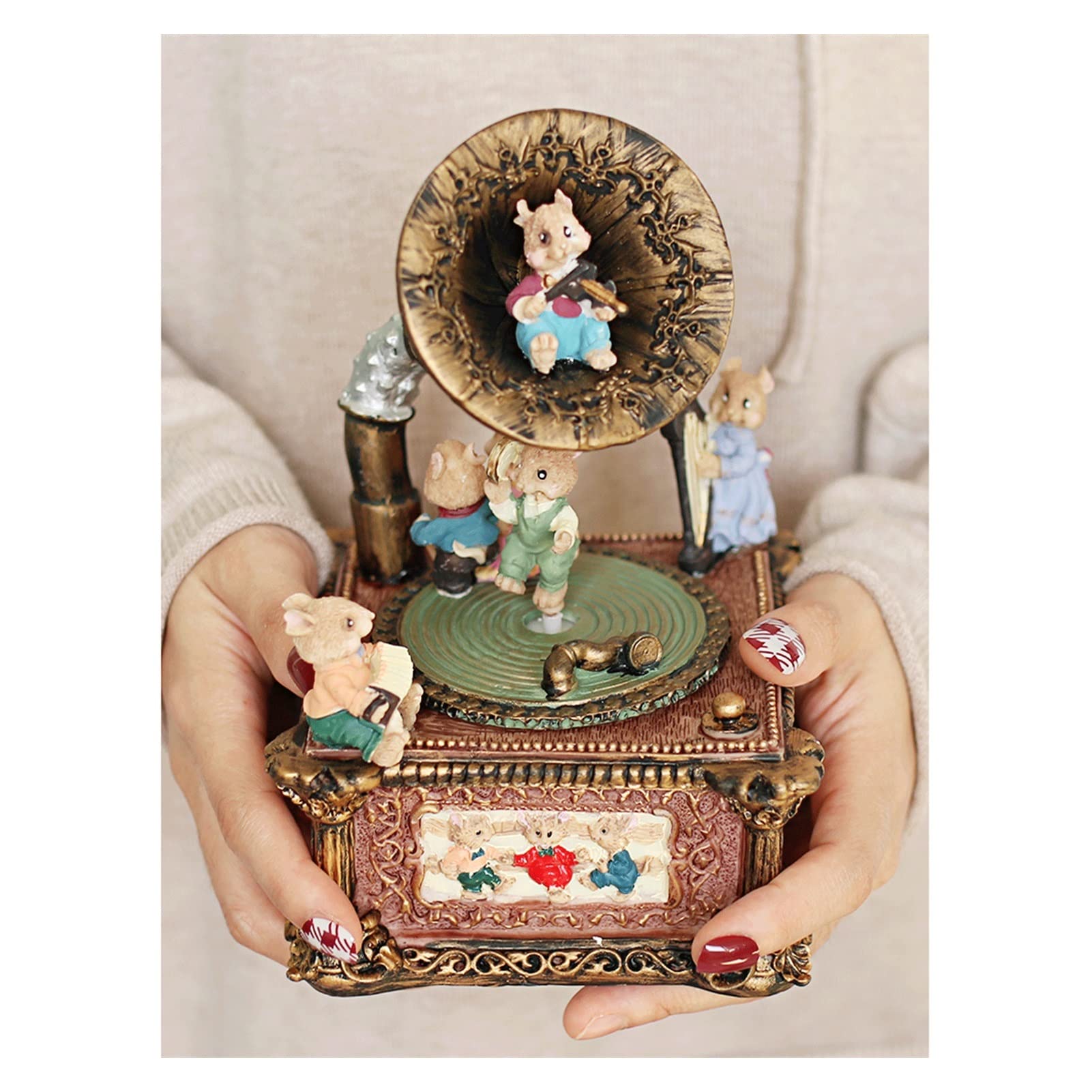 Carillon, per Ragazze Donne Retro Box Music Box Phonografo Ornamenti Clockwork Music Box Girl Amante Girl Regalo di compleanno Uomini e donne Scatola di musica per Compleanno Natale Festa