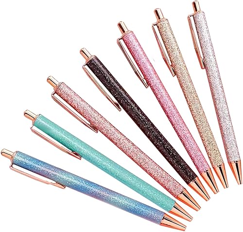 Miniatura 9 de YOUMI 8 Pcs Retractable Ballpoint PenPretty Bling Metal Writing PensBlack Ink Medium Point 1.0 mm Gift Pens, Cute Journaling Pens Office Supplies