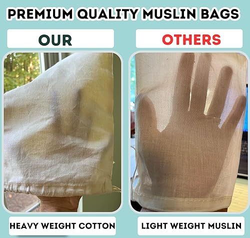 Miniatura 9 de Bolsas de muselina de algodón, 100% algodón orgánico con doble cordón. Bolsas de muselina natural reutilizables de alta calidad ecológicas (10, 2 x