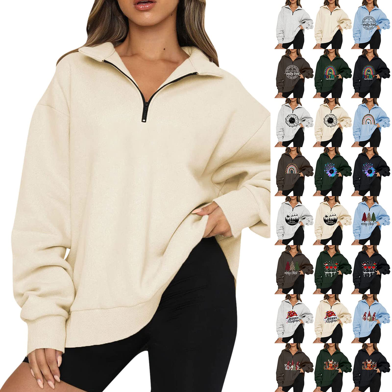 HRMJKSC Womens Half Zip Pullover Long Sleeve Casual Sweatshirt Quarter Zip Lapel Gradient Print Hoodless Top Oversized Sweater Teen Girls Sweatshirt Club Basic Tee Shirt Autumn Y2K Workout Clothes