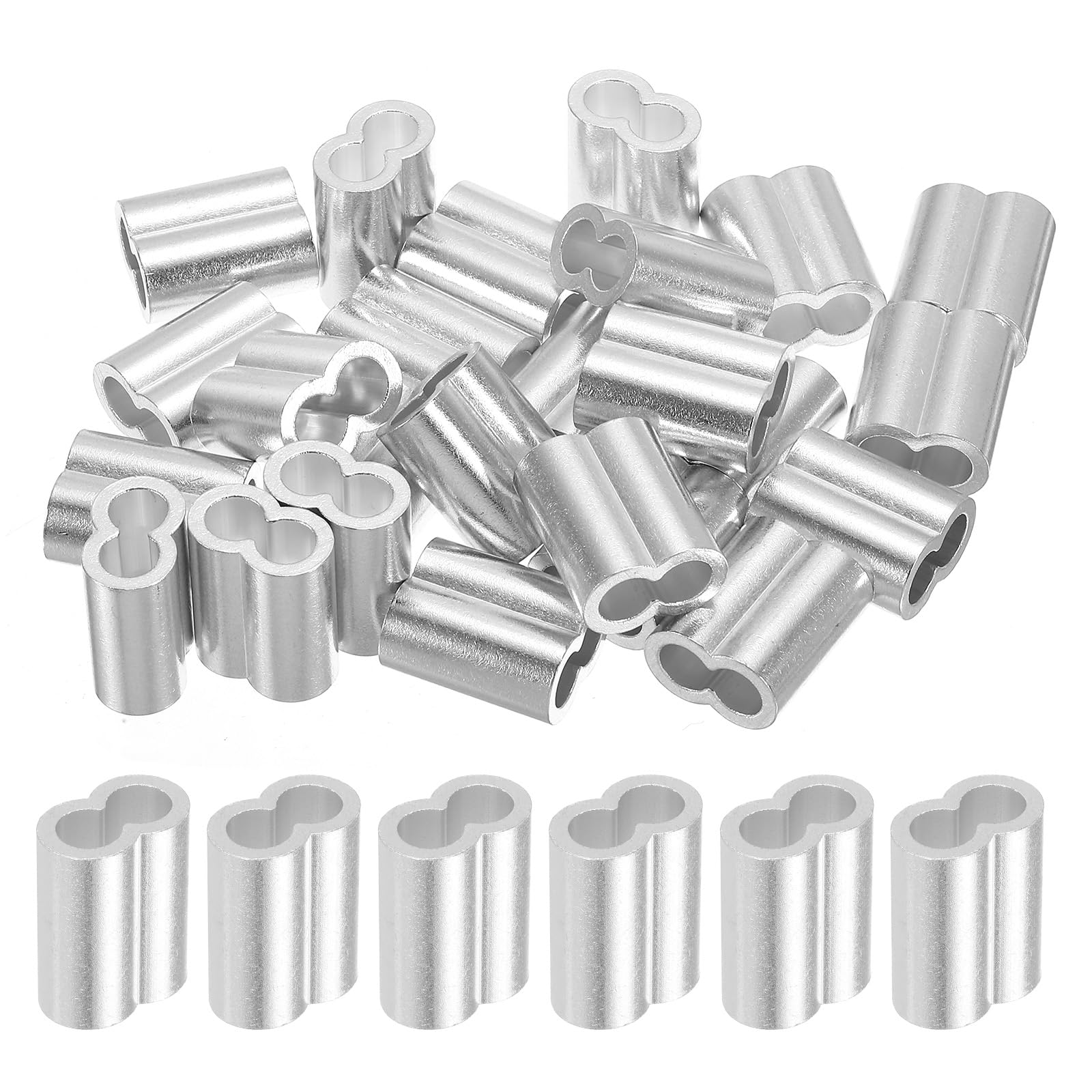 Uxcell 3/16" 5mm Aluminum Crimping Loop Sleeve Single Round Ferrule For Wire Rope Cable Line End Silver 50 Pack - View #11