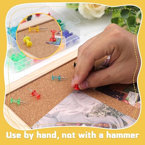 Miniatura 3 de Tikjiua Pinzas de empuje marrones con clips de madera para tablón de anuncios, 50 piezas de chinchetas para obras de arte, fotos, escuelas y hogares