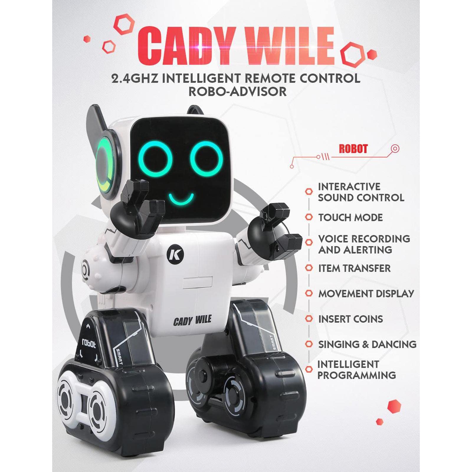 Robots para Niños, Robot de Juguete con Control Remoto, Robot Interactivo Inteligente con Luz LED, Habla Y Realiza Movimientos de Baile. Robot RC, Blanco