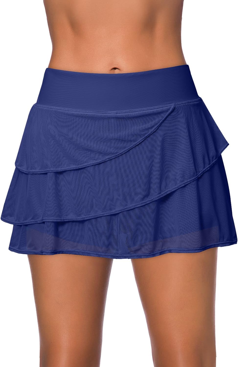 Women's Waistband Layered Swimdress Ruffle Swim Skirt Swimsuit Bottom(Available in Plus)