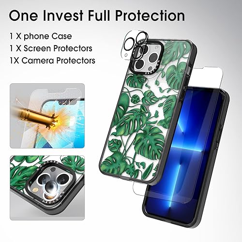 Miniatura 8 de Mootobo Funda 4 en 1 para iPhone 13 Pro Max con protector de pantalla  protector de lente TPU transparente borde de parachoques delgado a la moda a